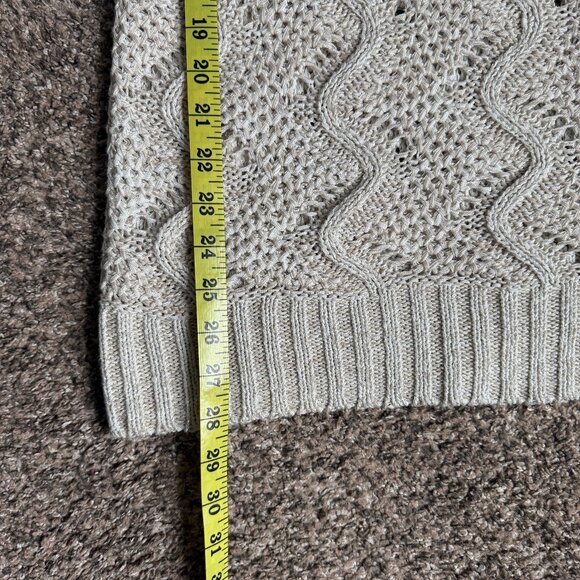 ELLE Crew Neck Elbow Sleeve Textured Knit Tunic Sweater, Sz M, Oatmeal/Gold - Picture 4 of 10